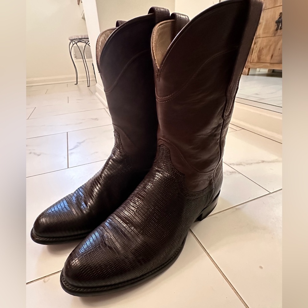 Tecovas Men’s The Nash Roper Brown Leather and Lizard 10EE